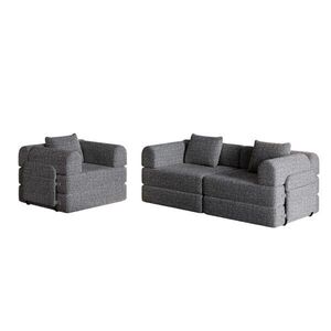 Modfu ROZKLADACIA pohovka z ženilu 274x183, 8x69, 8 cm sivá s úložným priestorom v podrúčke, oceľovou oporou a modulárnym usporiadaním vyobraziť