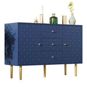 Modfu KOMODA z drevotriesky a kovu 120x40x83 cm námornícka modrá s nastaviteľnou policou, 3 zásuvkami a protišmykovým uchytením vyobraziť