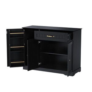 Modfu KOMODA z MDF 107x40x84 cm čierna s 3 dvierkami a zásuvkou, nastaviteľnými policami a veľkým úložným priestorom vyobraziť