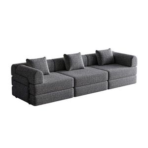 Modfu ROZKLADACIA pohovka z ženilu 274x91, 4x69, 8 cm sivá s úložným priestorom v podrúčke, oceľovou oporou a modulárnym zostavením vyobraziť