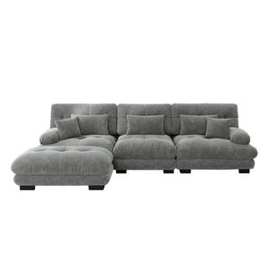 Modfu MODULOVÁ rohová pohovka z čenilu 313x145x81 cm sivá s otomanom, hlbokým sedením a mäkkým cloud efektom vyobraziť