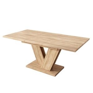 Modfu ROZKLADACÍ jedálenský stôl z MDF 180x80x75, 5 cm dubová farba s V-nohami a pevnou doskou vyobraziť