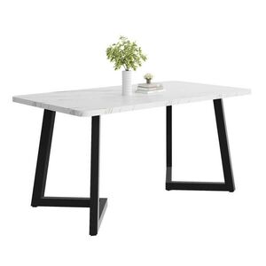 Modfu JEDÁLENSKÝ stôl z MDF 117x68x75 cm bielo-čierny s mramorovým dekorom a kovovou konštrukciou vyobraziť