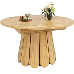 Modfu ROZKLADACÍ jedálenský stôl z MDF 158x118x76 cm prírodné drevo s úložným priestorom a stabilnou konštrukciou vyobraziť