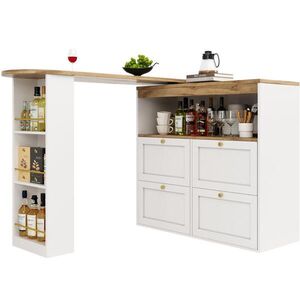 Modfu KOMODA z MDF 138x39x104 cm biela so 4 zásuvkami a otočným 360° regálom vyobraziť