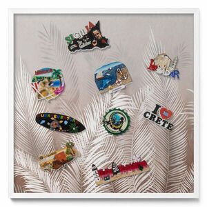 TULUP MAGNETICKÁ TABUĽA 50x50 cm biely rám – Prírodné boho listy vyobraziť