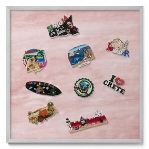 TULUP MAGNETICKÁ TABUĽA 50x50 cm strieborný rám – Prírodné boho listy vyobraziť