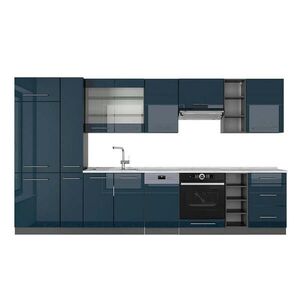 Vicco KUCHYNSKÝ KÚT Fame-Line Tmavomodrá vysoký lesk/antracit 355 cm , AP Marble vyobraziť