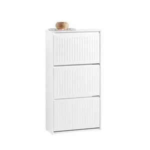 SoBuy MOBILNÁ skriňa na topánky s 3 dverami Biela 60x25x120cm Minimalistický vyobraziť