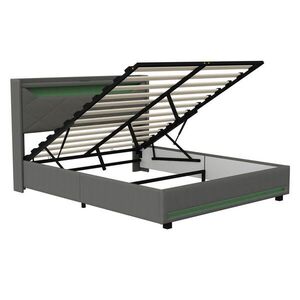 ČALÚNENÁ posteľ 140x200 cm, posteľ s LED osvetlením, sivá bielizeň vyobraziť