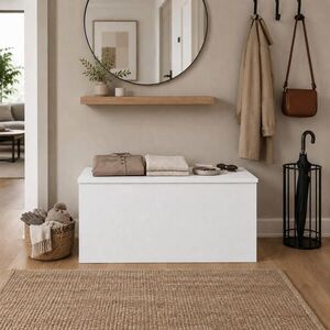 The White Stone ÚLOŽNÁ Lavica Biely Box Soft Close Veko | Lavica do Predsiene Veľký Úložný priestor Moderný nábytok vyobraziť