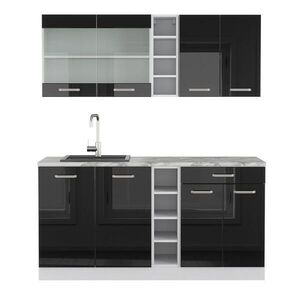 Vicco MINI KUCHYŇA R-Line Čierna vysoký lesk/biela 160 cm bez pracovnej dosky vyobraziť