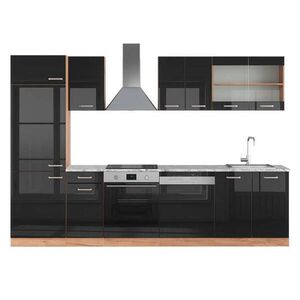 Vicco KUCHYNSKÝ KÚT R-Line Čierny vysoký lesk/dub Goldkraft 300 cm , AP Marble vyobraziť