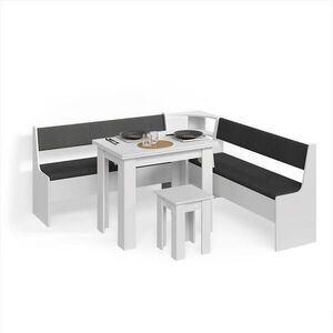 Livinity® ROHOVÁ LAVICOVÁ SKUPINA Tiberio biely 180 x 180 cm so stolom vyobraziť