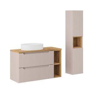 Petits-meubles KÚPEĽŇOVÝ NÁBYTOK 100.4cm Riva 2-dielna súprava Kašmír a drevo vyobraziť