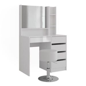 Vicco TOALETNÝ STOLÍK Sherry, biely/Biely vysoký lesk, 89.8 cm so zrkadlom a taburetom vyobraziť
