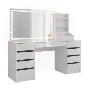 Vicco TOALETNÝ STOLÍK Sherry, biely/Biely vysoký lesk, 158.2 cm so zrkadlom LED vyobraziť