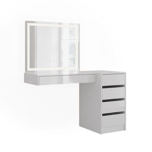 Vicco TOALETNÝ STOLÍK Sherry, biely/Biely vysoký lesk, 120.2 cm s LED zrkadlom a zásuvkovou skrinkou vyobraziť