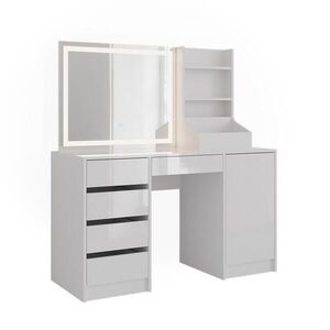 Vicco TOALETNÝ STOLÍK Sherry, biely/Biely vysoký lesk, 128.2 cm so zrkadlom LED vyobraziť