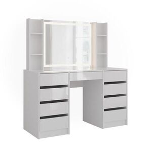 Vicco TOALETNÝ STOLÍK Sherry, biely/Biely vysoký lesk, 128.2 cm so zrkadlom LED vyobraziť
