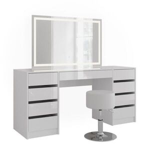 Vicco TOALETNÝ STOLÍK Sherry, biely/Biely vysoký lesk, 158.2 cm so zrkadlom LED a stoličkou vyobraziť