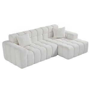 OKWISH ROHOVÁ pohovka 249, 94/99, 82/59, 94 cm biela zo zamatu s flexibilnými modulmi a vákuovým balením vyobraziť