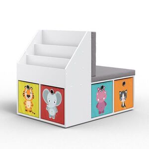 Vicco DETSKÁ POLICA Onix biely 97.1 x 78.4 cm so 6 farebnými skladacími boxmi vyobraziť