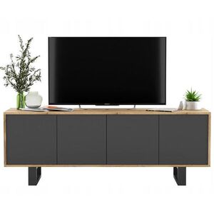 Meble Lindner TV stolík Apollo2 dub Wotan / grafit matný 150 cm s kovovými nohami vyobraziť