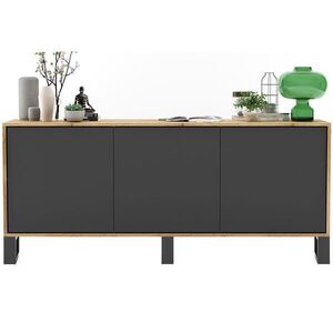 Meble Lindner KOMODA Apollo 3D dub Wotan / grafit matný 168 cm s kovovými nohami vyobraziť