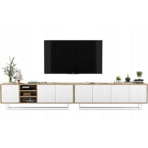 Meble Lindner SET 2 TV stolíkov Apollo dub Wotan / biela matná 300 cm s kovovým rámom vyobraziť
