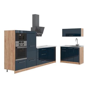 Vicco KUCHYŇA Fame-Line, Tmavo modrá vysoký lesk/Dub Goldkraft, 380 cm, AP Marble vyobraziť