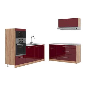 Vicco KUCHYŇA Fame-Line, Bordeaux vysoký lesk/Dub Goldkraft, 340 cm, AP Marble vyobraziť