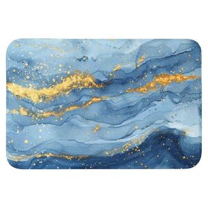 OnlyWow PREDLOŽKA PRED WC Akvarel - modrá - umenie - zlatá - luxusná - moderná 90x60 cm vyobraziť