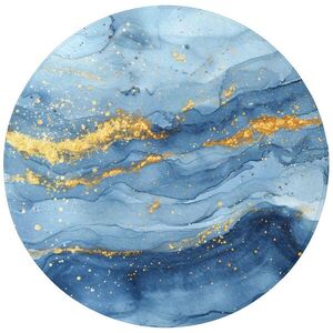 OnlyWow KÚPEĽŇOVÁ PREDLOŽKA Akvarel - modrá - umenie - zlatá - luxusná - moderná 70x70 cm vyobraziť