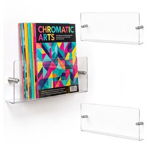 Relaxdays DRŽIAK Transparentný strieborný 3-dielny-set na stenu akryl kov 68 cm vyobraziť