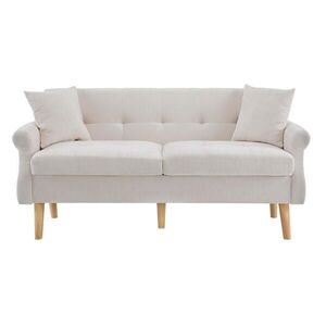 OKWISH DVOJSEDAČKA 162/74/77 cm béžová z chenilu s mäkkým 15 cm sedákom a masívnymi drevenými nohami vyobraziť