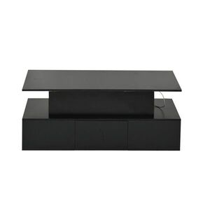 OKWISH KONFERENČNÝ stolík 100/50/40 cm čierny s LED osvetlením výklopnou doskou a zásuvkami z MDF vyobraziť