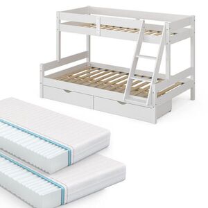 VitaliSpa POSCHODOVÁ POSTEĽ Everest biely 120x200 / 80x200 cm s 2 matracmi a 2 zásuvkami vyobraziť