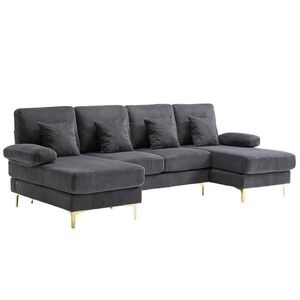 POHOVKA V TVARE U 265/135/88 cm Sivá vyobraziť