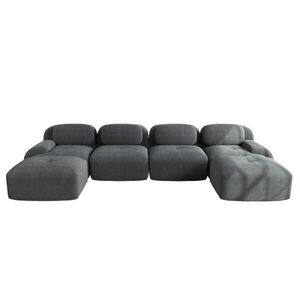 POHOVKA V TVARE U 388/178/75 cm Sivá vyobraziť