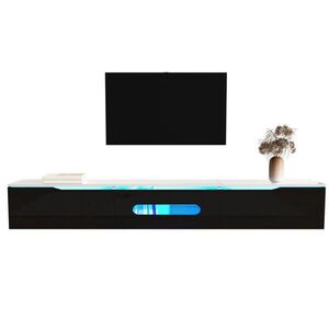 OKWISH TELEVÍZNA skrinka 180/35/30 cm čierno-biela z MDF a drevotriesky s LED osvetlením a možnosťou zavesenia vyobraziť