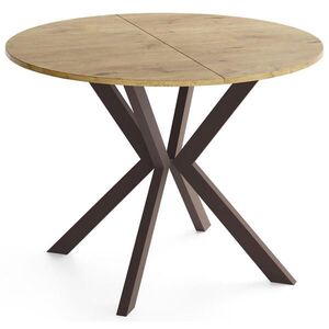 WFL GROUP OKRUHLY Rozkladaci Jedalensky Stol - Loft Styl s Kovovymi Nohami - 120 az 200 cm - Industrialny Stol - Lancelot dub - 120 cm vyobraziť