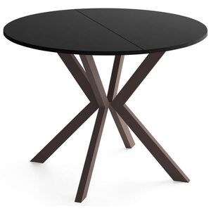 WFL GROUP OKRUHLY Rozkladaci Jedalensky Stol - Loft Styl s Kovovymi Nohami - 120 az 200 cm - Industrialny Stol - Cierny - 120 cm vyobraziť