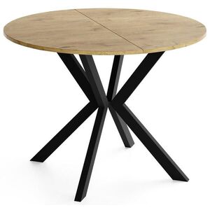 WFL GROUP OKRUHLY Rozkladaci Jedalensky Stol - Loft Styl s Kovovymi Nohami - 100 az 180 cm - Industrialny Stol - Lancelot dub - 100 cm vyobraziť