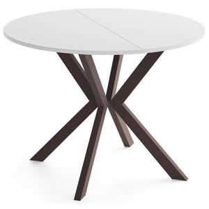 WFL GROUP OKRUHLY Rozkladaci Jedalensky Stol - Loft Styl s Kovovymi Nohami - 120 az 200 cm - Industrialny Stol - Biely - 120 cm vyobraziť