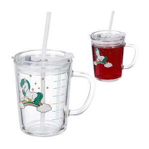 Relaxdays POHÁR Priehľadný biely zelený 2-dielny-set pre deti motív koňa 400 ml vyobraziť