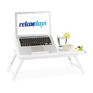 Relaxdays STOLÍK Biely bambus skladací so zásuvkou vyobraziť