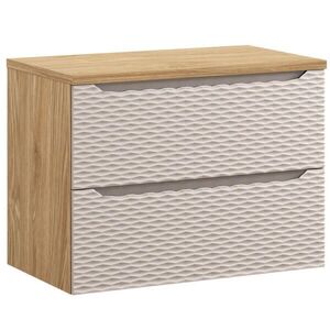 Badplaats SKRINKA POD UMÝVADLO Ocean 2 zásuvky cashmere s dub - 80 x 46 x 59 cm vyobraziť