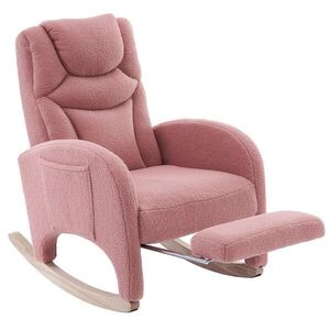 OKWISH HOJDACIE kreslo 66/125/101 cm ružové z látky s opierkou hlavy a výklopnou podnožkou vyobraziť