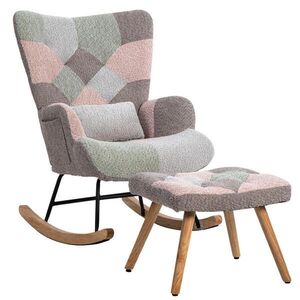 OKWISH HOJDACIE kreslo 93/43/48 cm viacfarebné s podnožkou a bedrovým vankúšom zo zamatu vyobraziť